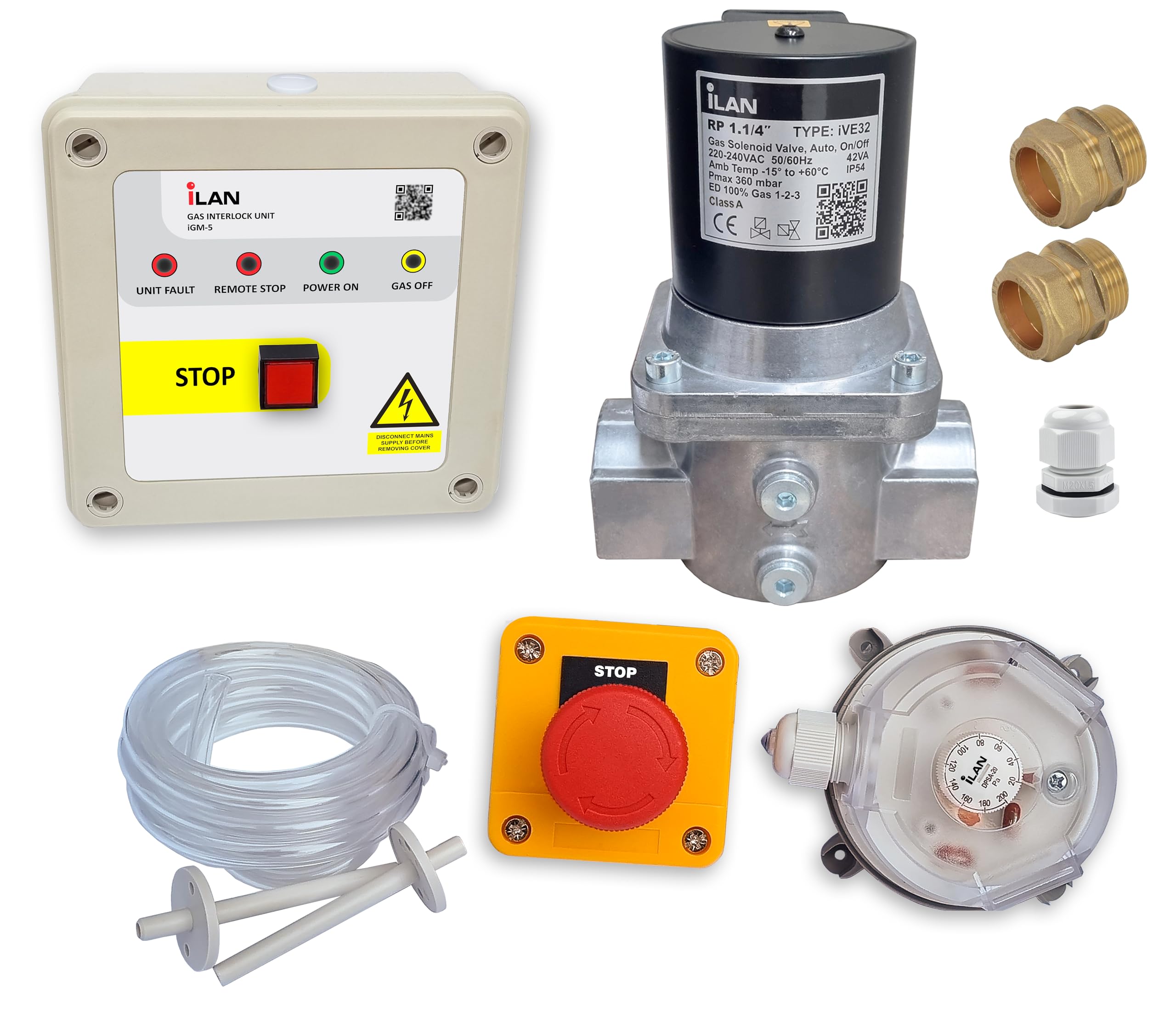 Ilan Gas Interlock System Kit, Complete Pack, Including Gas Solenoid Valve 1.1/4" (35Mm)