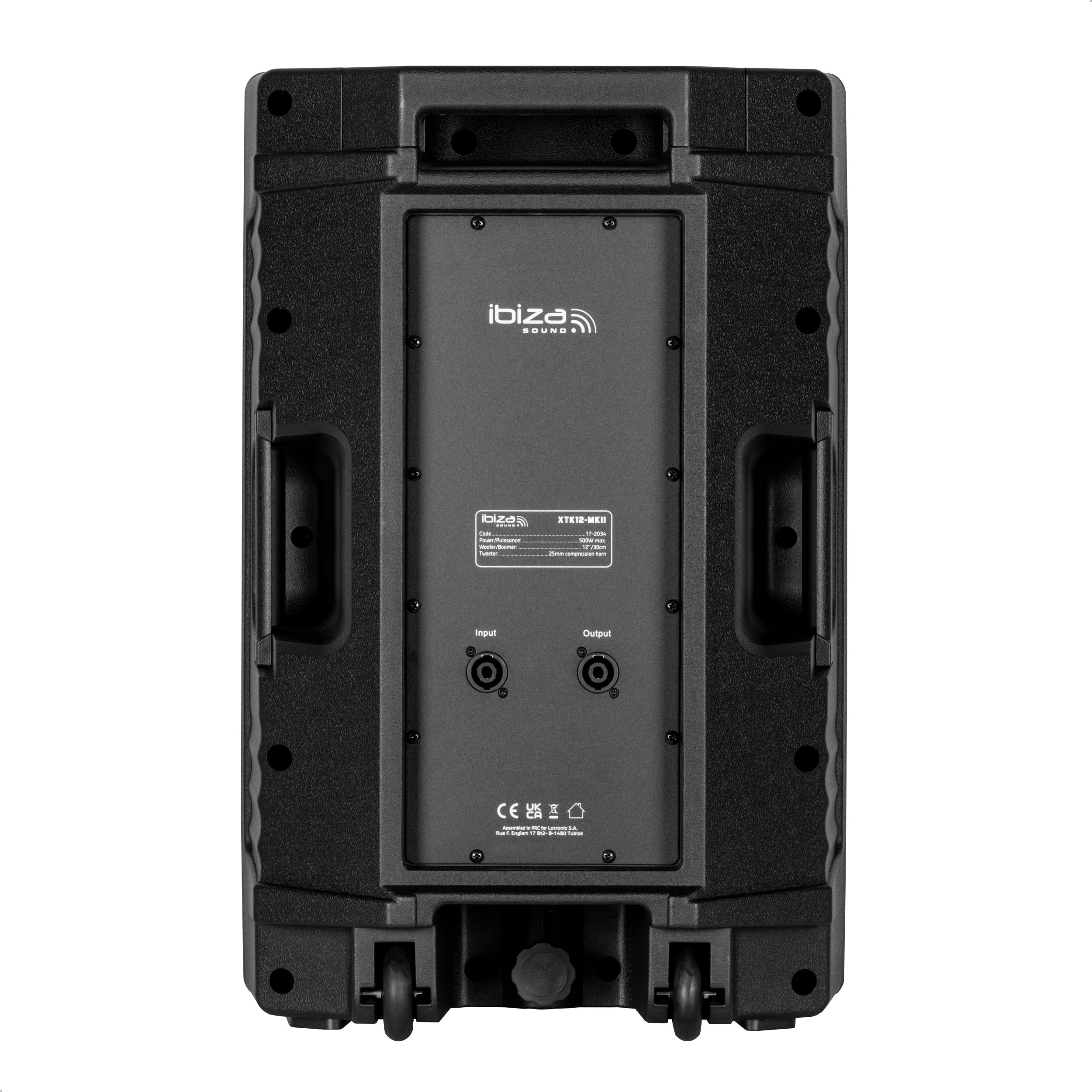 Ibiza - XTK12-MKII - Enceinte Sono Passive 12”/30 cm - Tweeter 25mm à Compression - Système Bass Reflex - Poignées et roulettes - Nouvelle Version - Noir - Fête, évènements, Club, conférence