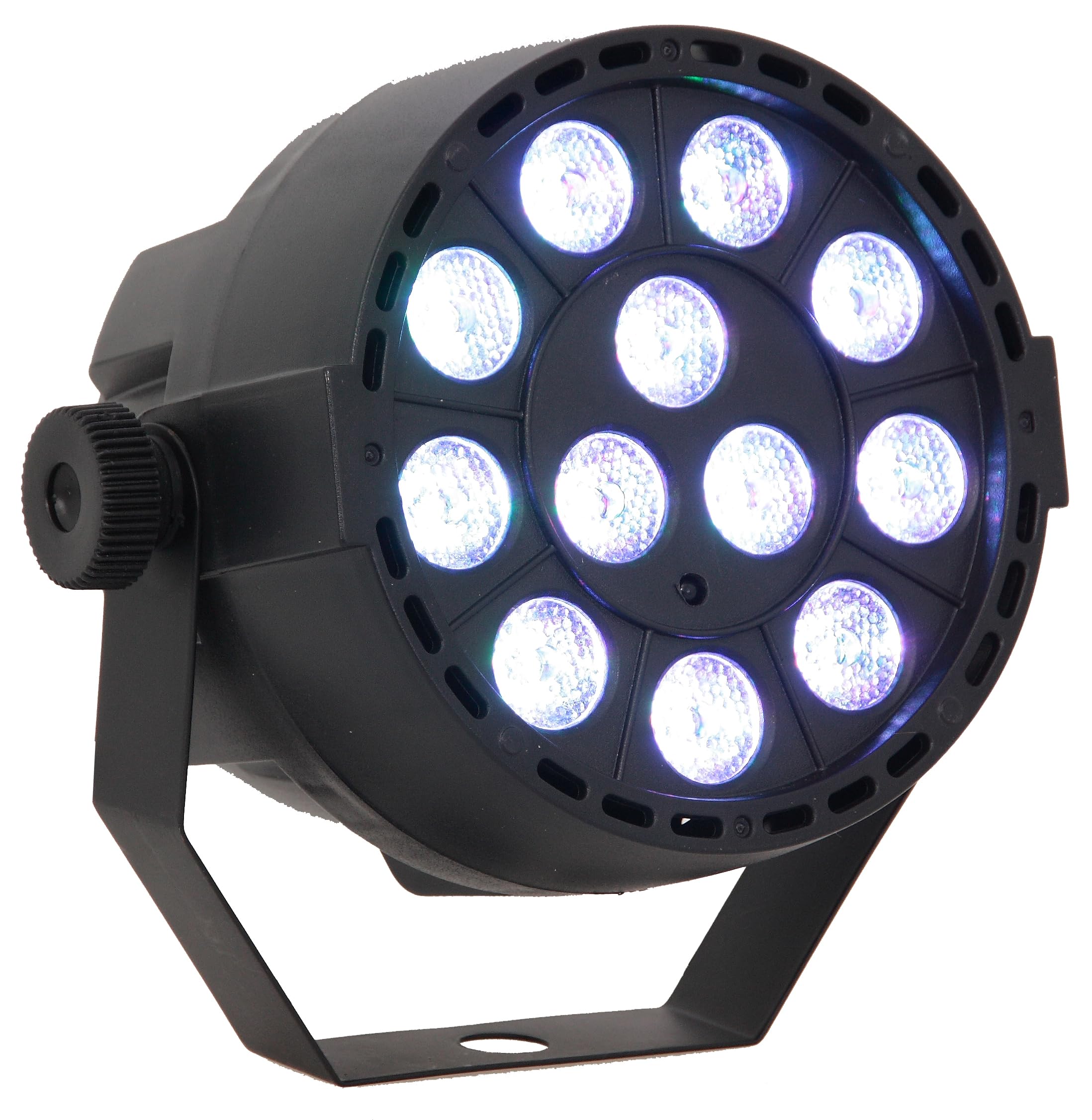 Ibiza - PAR-MINI-RGB3 - Foco PAR con 12 LEDs RGB de 3W cada uno 3-IN-1 con efecto estroboscópico - Negro