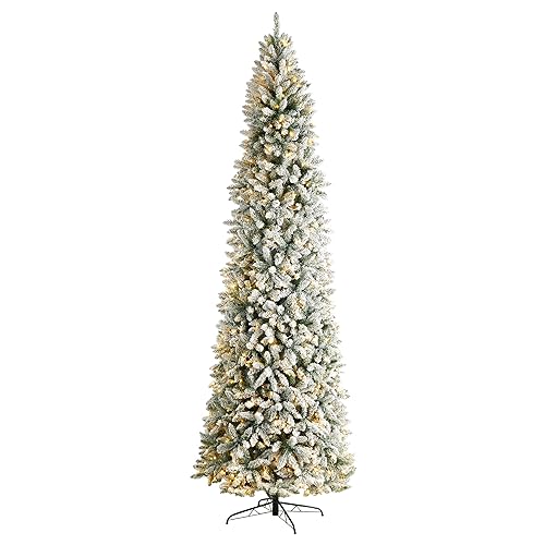 10ft. Slim Flocked Montreal Fir Artificial Christmas Tree with 800