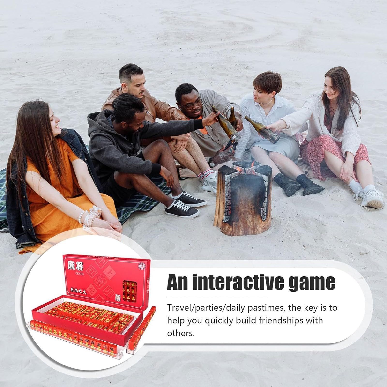 ppARK Mahjong Mahjong-Set in Reisegröße, Mahjong-Brettspiel-Set, traditionelles chinesisches Mahjong-Spielstein für Erwachsene, Familien-Reisespiel Mahjong Spiel