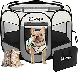 Cercado para Cachorros Grande,Cercadinho Pet Dobrável para Cachorros com Tecido Impermeável de Fácil Montagem e Transporte M
