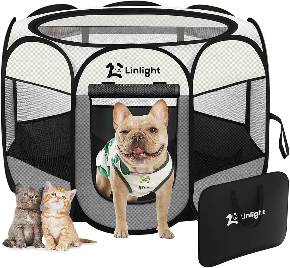 Cercado para Cachorros Grande,Cercadinho Pet Dobrável para Cachorros com Tecido Impermeável de Fácil Montagem e Transporte M