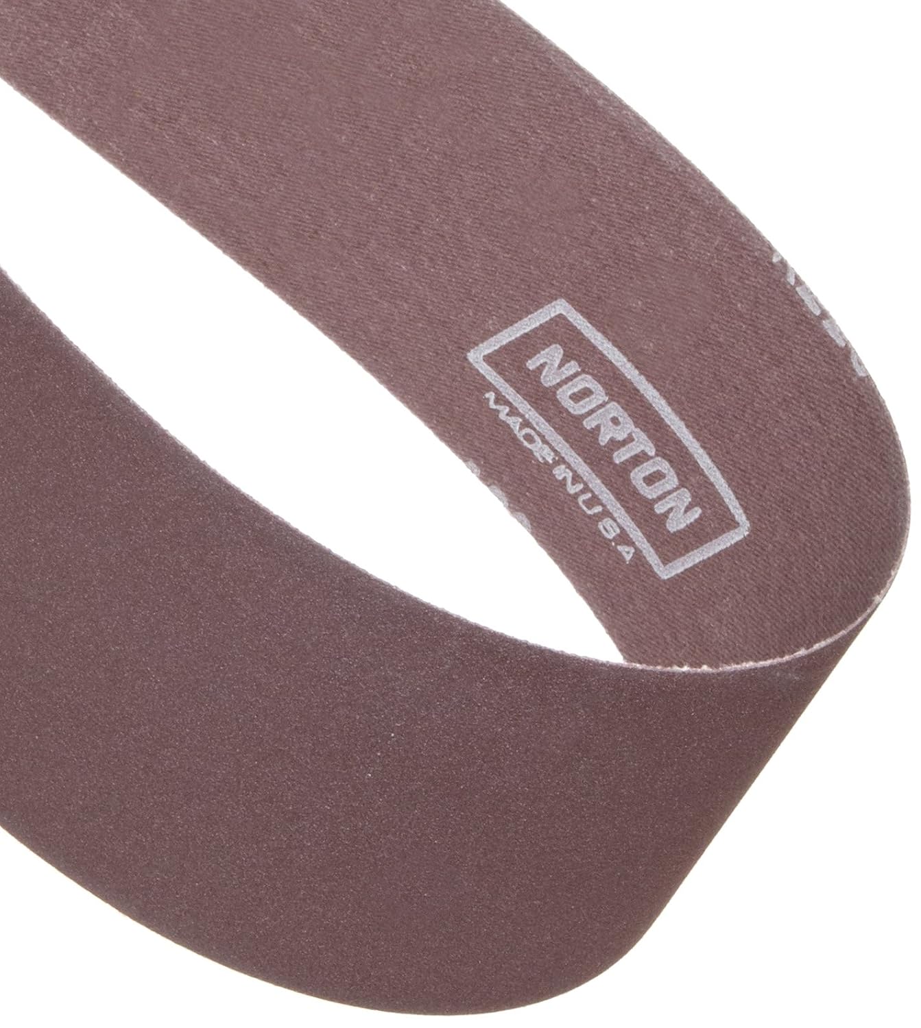 Norton Metalite R228 Backstand Abrasive Belt, Cotton Backing, Aluminum Oxide, 2" Width x 132" Length, Grit 80 (Pack of 10)