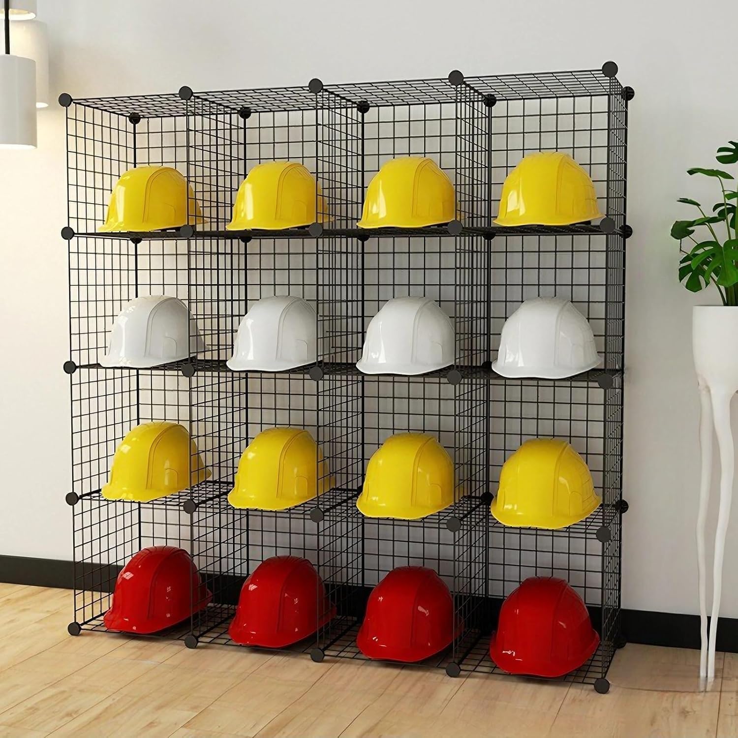 Metal Helmet Organizer Rack - Multi-Tier Storage Solution, Heavy-Duty Display Stand for Hard Hats, Workshop & Construction Site, 2/3/4/5 Tier Shelving Unit (147x37x147cm)