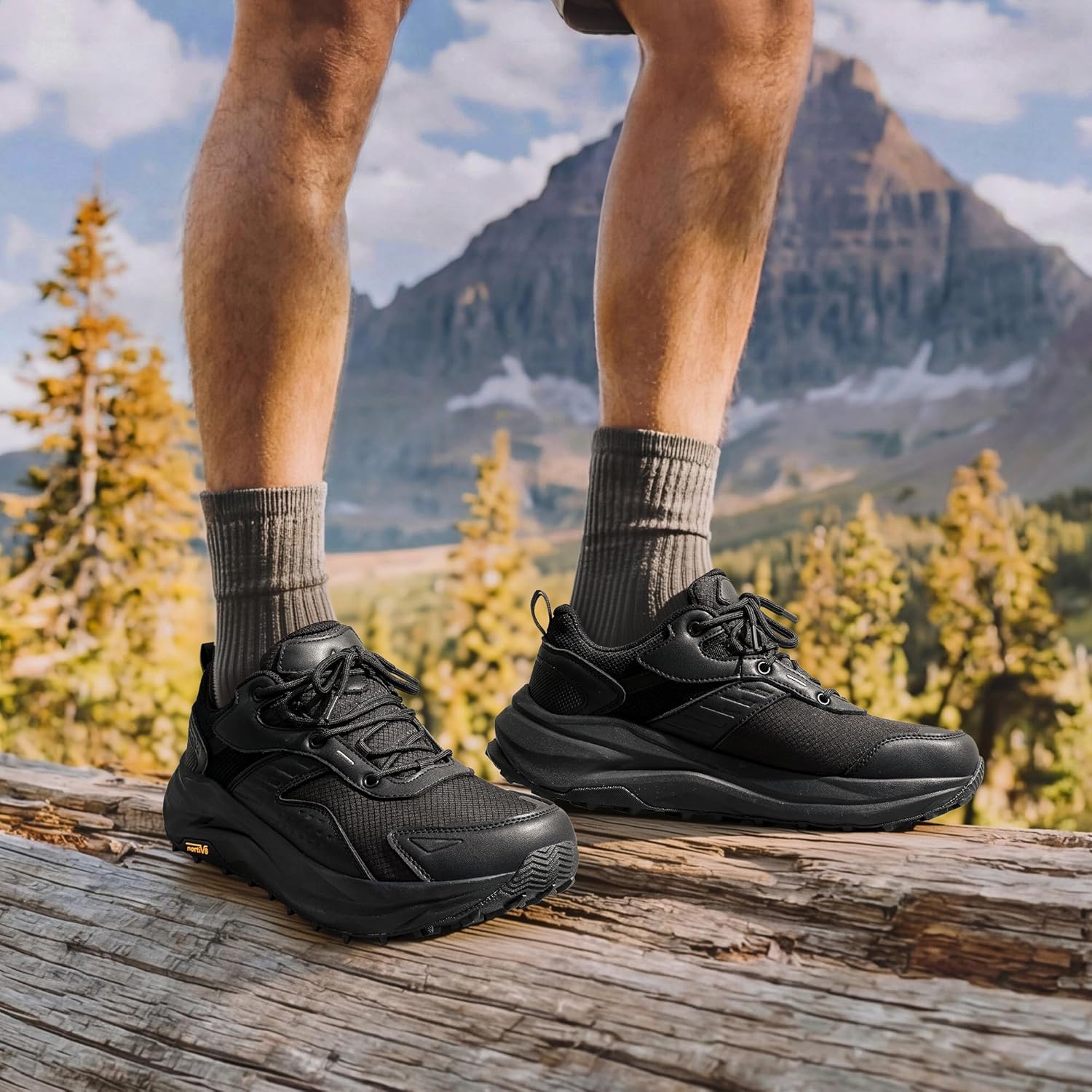 NORTIV 8 Men's Wide Toe Box Hiking Shoes Low Drop Waterproof Hiking Shoes for Walking Outdoor Trekking Camping Climbing Daily Fashion Sneakers