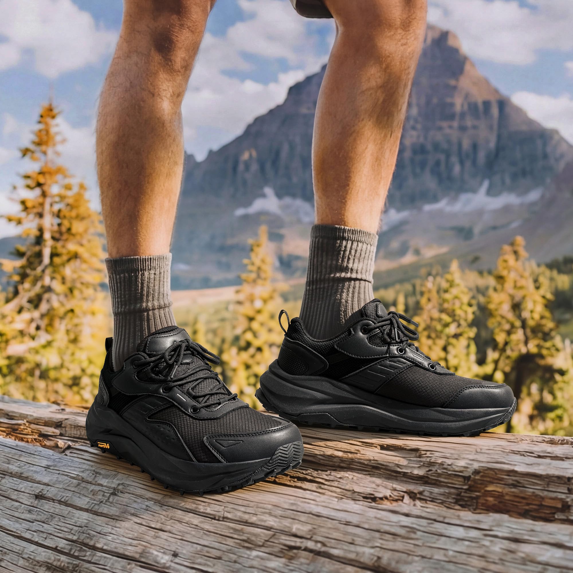 NORTIV 8 Męskie buty trekkingowe z szerokim noskiem, wodoodporne, niskie, do chodzenia, wędrówek, biwakowania, wspinaczki, na co dzień modne trampki
