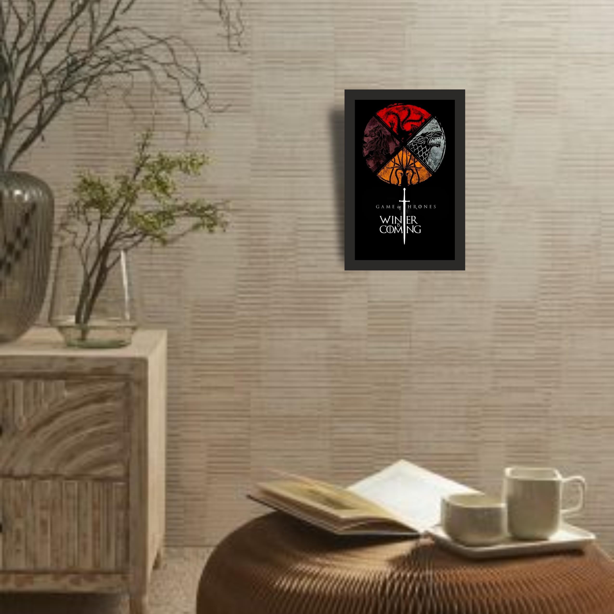 Four-house fantasy wall art featured in a Game of Thrones gift guide