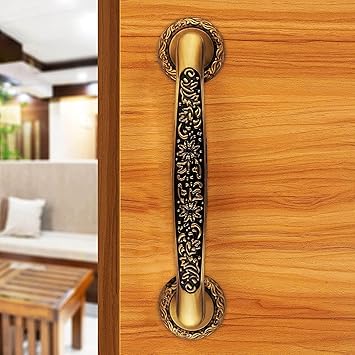 FERIO 200 MM Zinc Alloy Main Door Handle/Glass Door Pull Handle/Door Knocker Home Decor Brass Antique 8 Inch (Pack of 1)