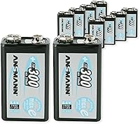 Vista 10 de ANSMANN Baterías recargables de 9 V 300 mAh precargadas de baja autodescarga NiMH batería de 9 voltios Batería de 9 V (paquete de 6)