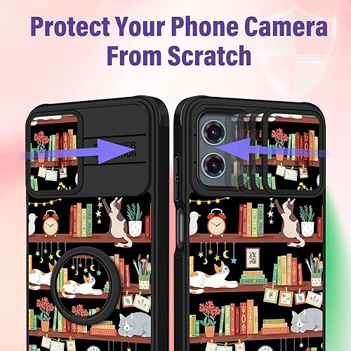 Miniatura 4 de Funermei Funda 2 en 1 para Motorola Moto G 5G 2023 para mujeres y niñas, bonita funda de teléfono con diseño de gato Kawaii femenino de dibujos