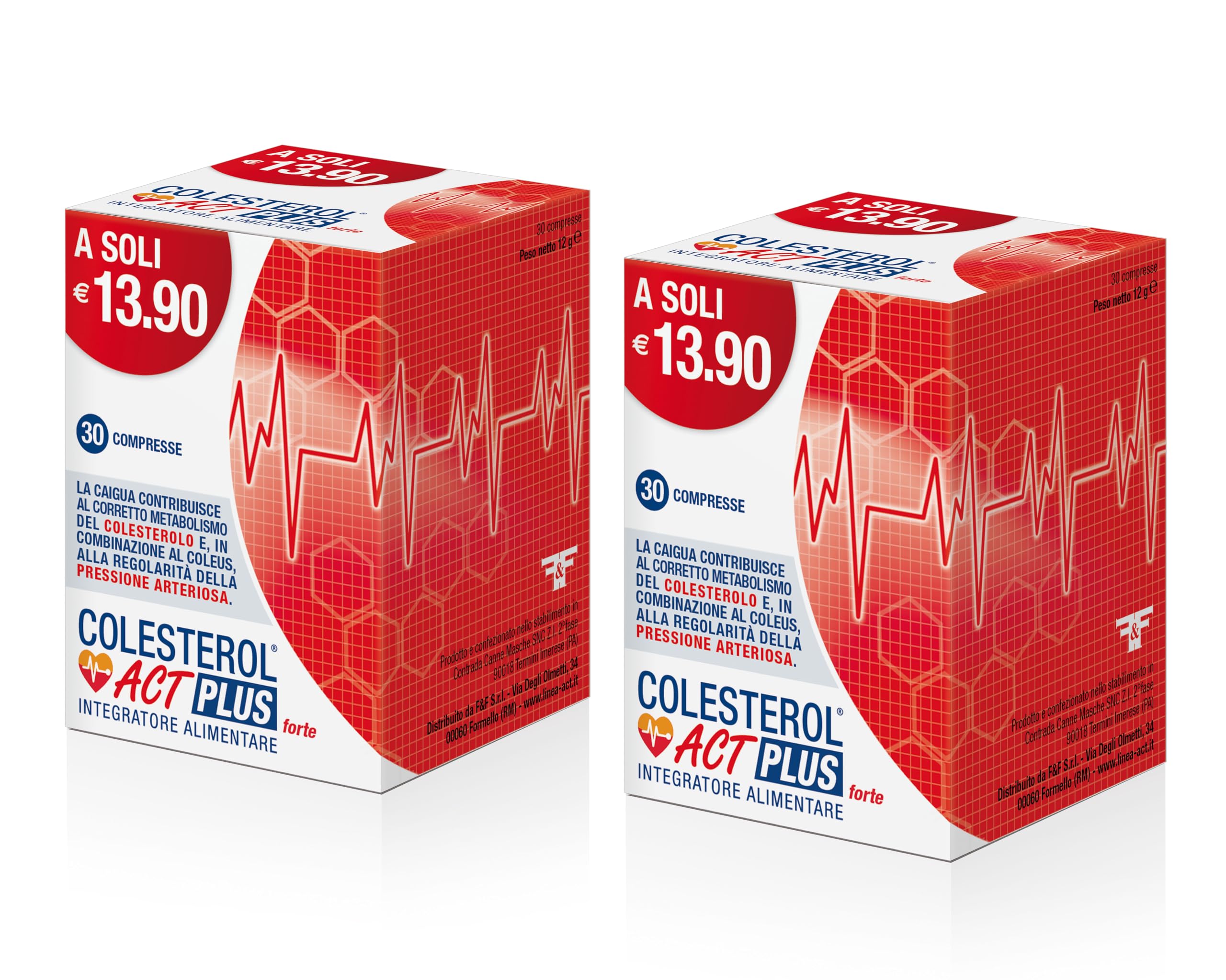 Colesterol Act Plus Forte, Integratore Alimentare che Aiuta a Mantenere i livelli Normali di Colesterolo nel Sangue, a base di Caigua, Guggul e Coleus, Confezione Bipacco da 60 Compresse
