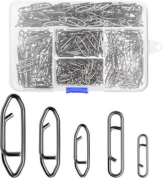 420 Pcs Fishing Power Clips, 5 Sizes Fishing Speed Clips for Fishing Lures Quick Change Clips, High Strength Fishing Fast Snap for Freshwater Saltwater Popper Lures Link Connector