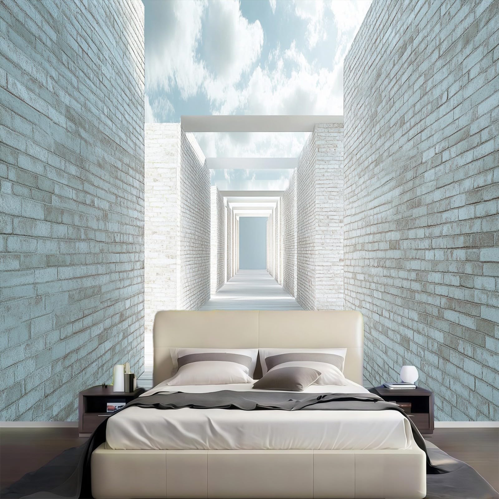 Carta da Parati Murale Muro di mattoni in stile retrò 200 x 140 cm Fotomurale Bianco Decorazione Parete Moderna per Soggiorno Camera da Letto