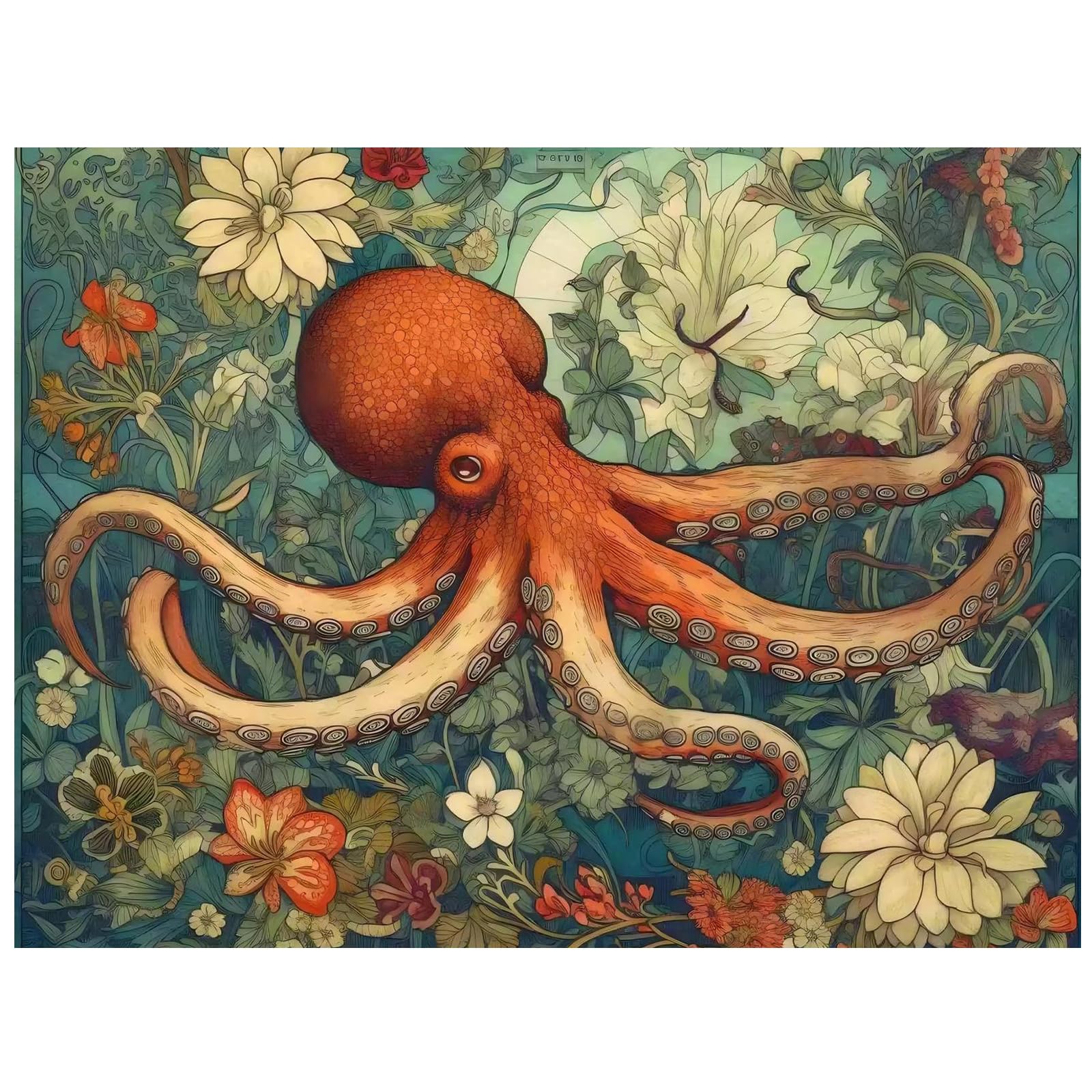 Octopus Paint by Numbers for Adult, Octopus Paint by Numbers Kit for Adults Beginners, DIY Acrylic Painting on Canvas for Home Wall Art Decor 12x16Inch
