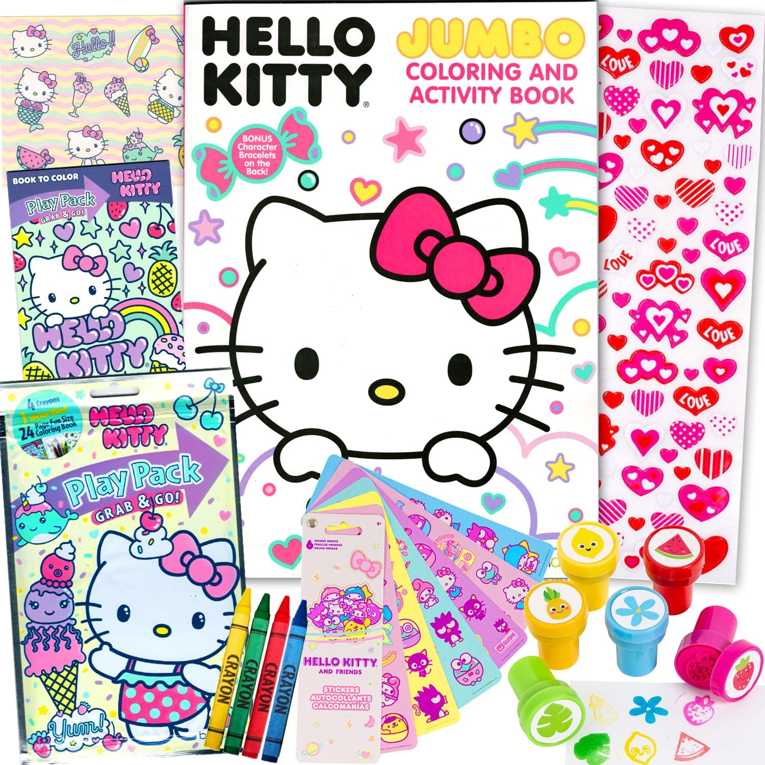 Hello Kitty Coloring Acitivty Book Set for Kids, Girls - Bundle with PlayPack, Stickers, Kids Coloring Book and More