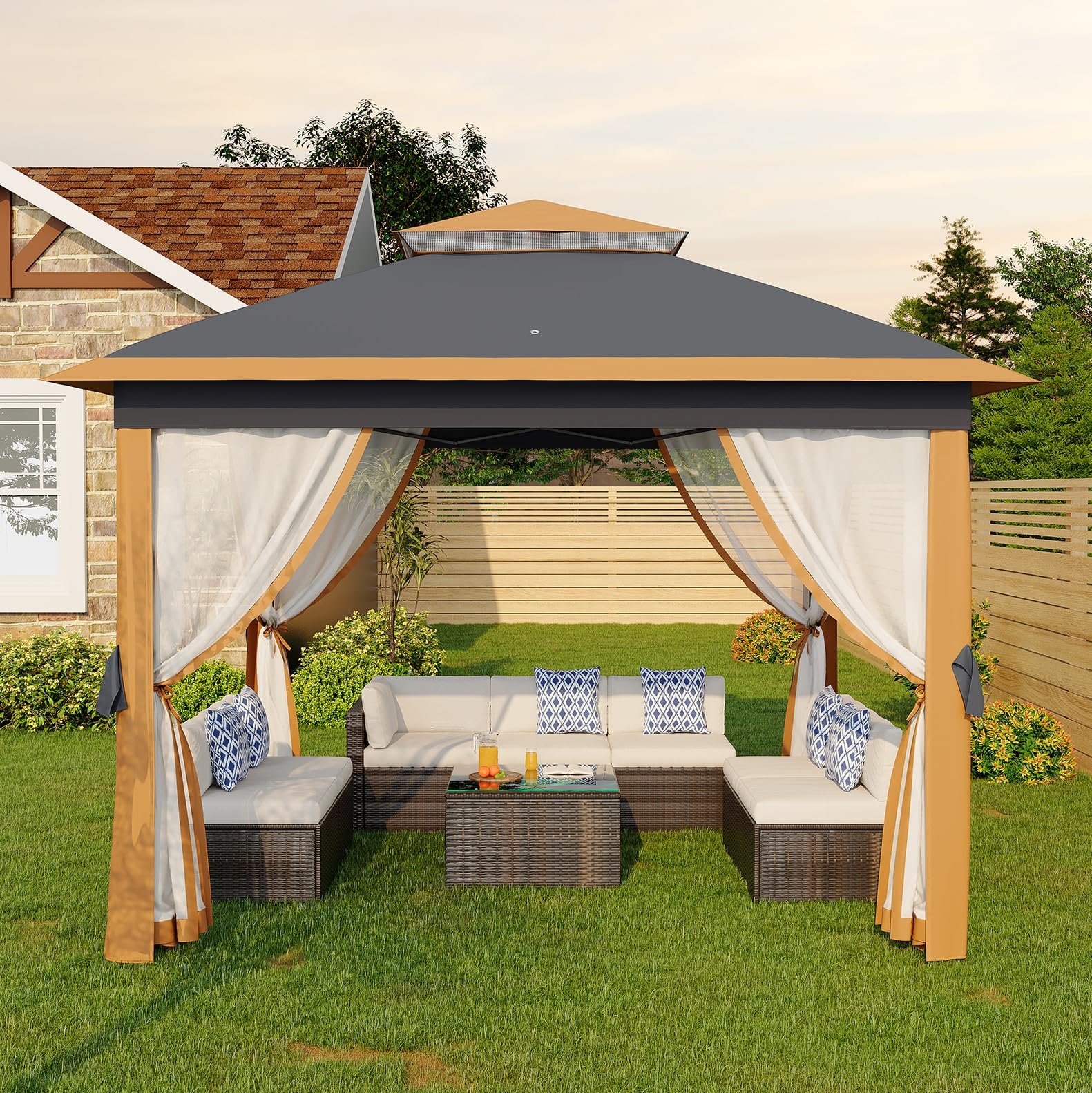outdoor garden tent GarveeLife 11'x11 Pop-Up Gazebo, Instant Canopy with Mosquito Nettings, Durable Steel Frame, Water, and UV Proof, for Patio, Garden, Courtyard, Party (Khaki) : Patio, Lawn & our canopy tent will classic rock Sattelstützen-Endkappe – 31,8 Mm, Canvas Color:Pearl Gray