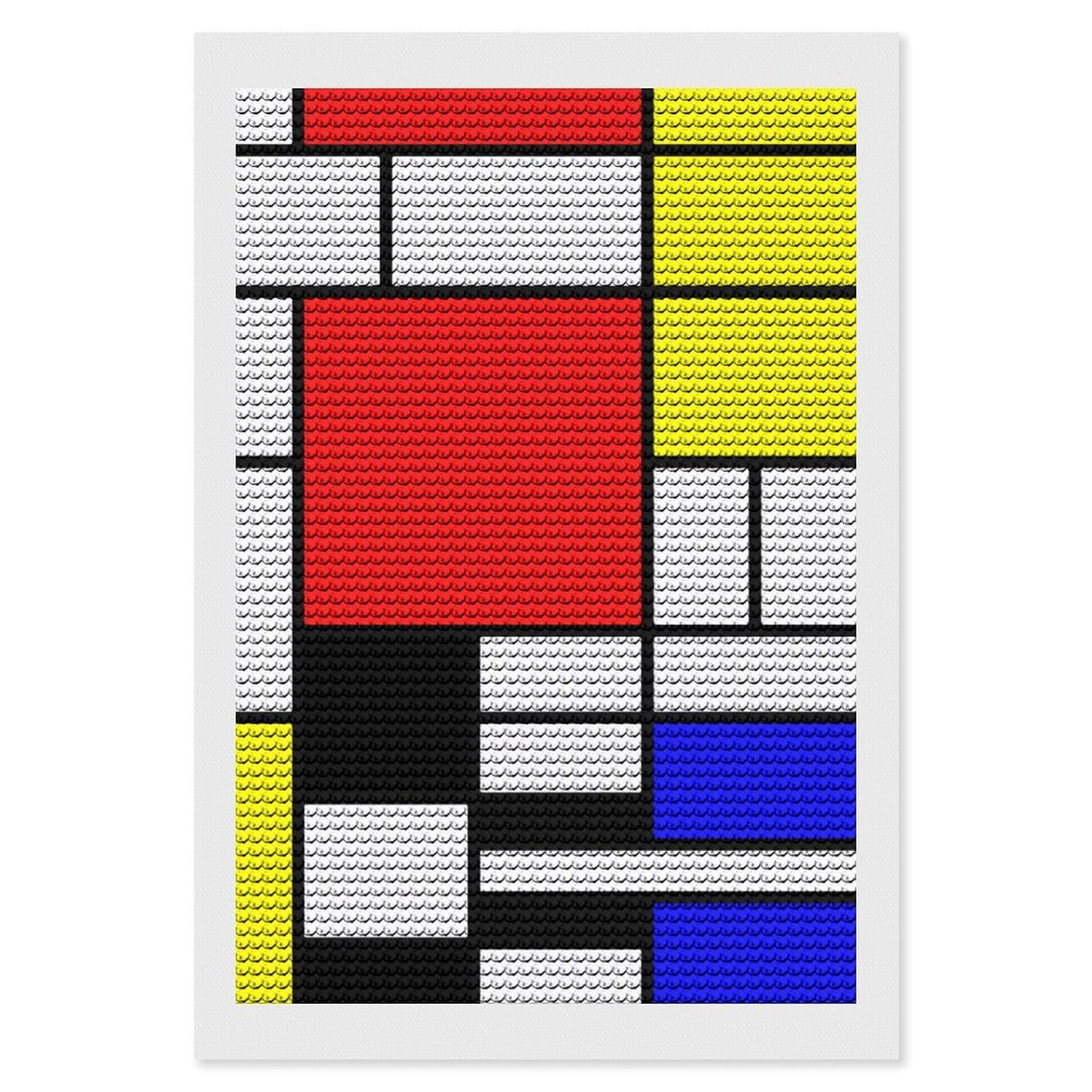Nclqvjxzkhw Style Mondrian Diamond Art Painting For Adult Round Diamonds Pictures Arts Crafts Home Wall Decor 8"X12"