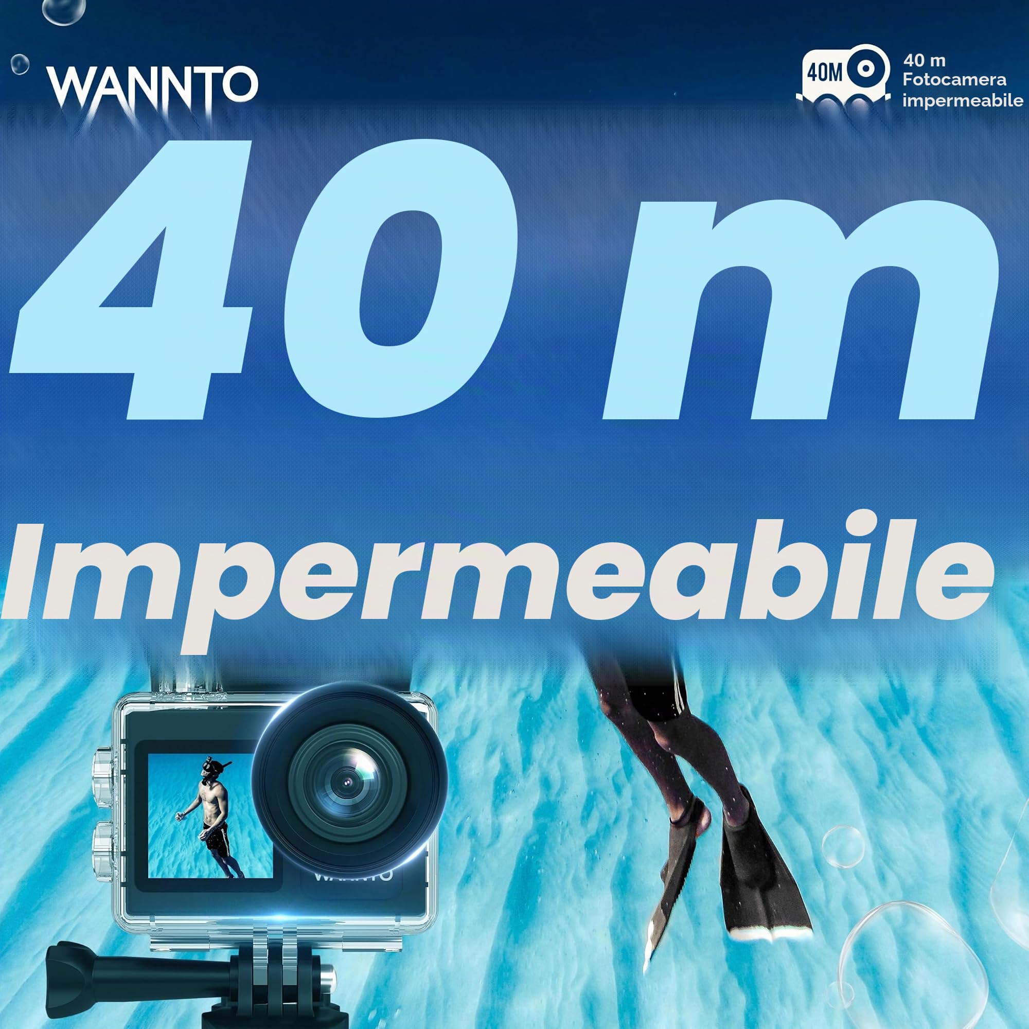 Action Cam 5K 24MP Motion 5 Pro 40M fotocamera subacquea Ultra HD Touch screen 170° grandangolo, stabilizzazione ghiaccio con microfono esterno 64GB scheda di memoria U3