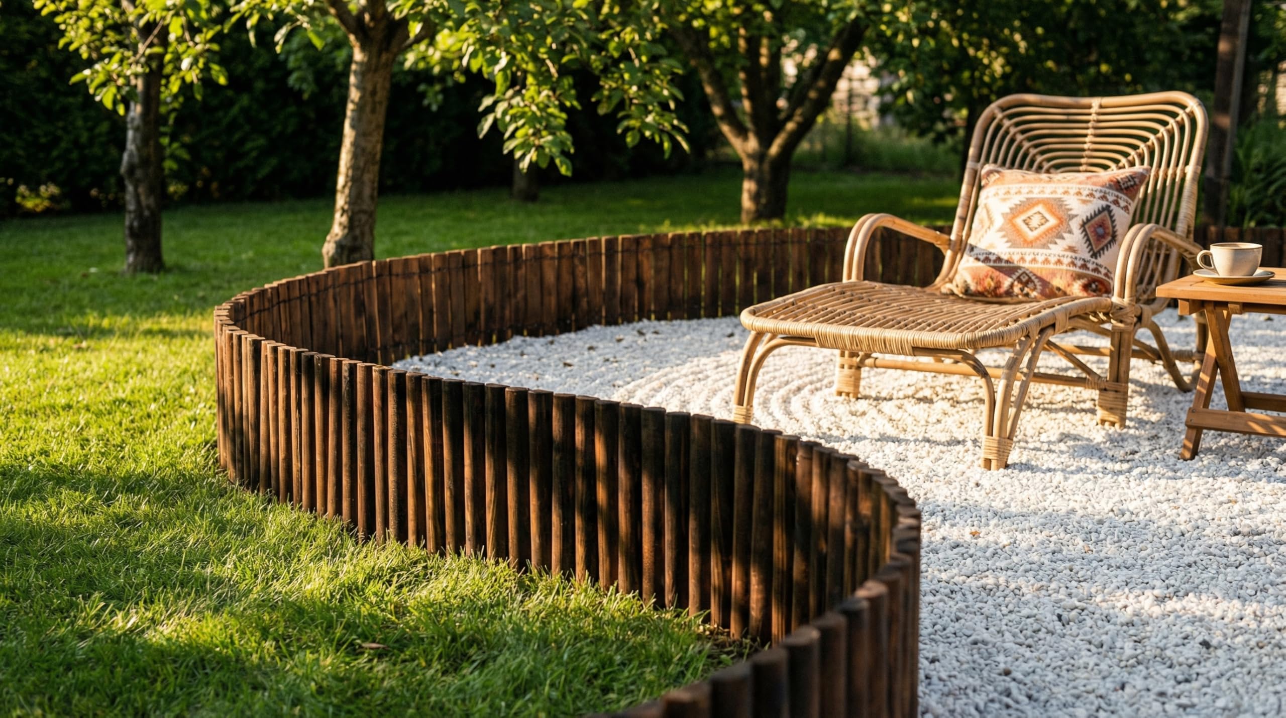 Recinzione in legno per esterni, giardino, prato, paesaggio, flessibile, finitura in legno bruciato, lunghezza 120 cm x altezza 30 cm, marrone scuro