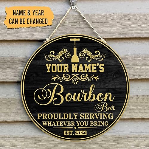 Miniatura 9 de Hyturtle Letrero de madera impreso con barra de Bourbon de 8 pulgadas, 12 pulgadas, 18 pulgadas, letrero de bar rústico, letrero de bar vintage,