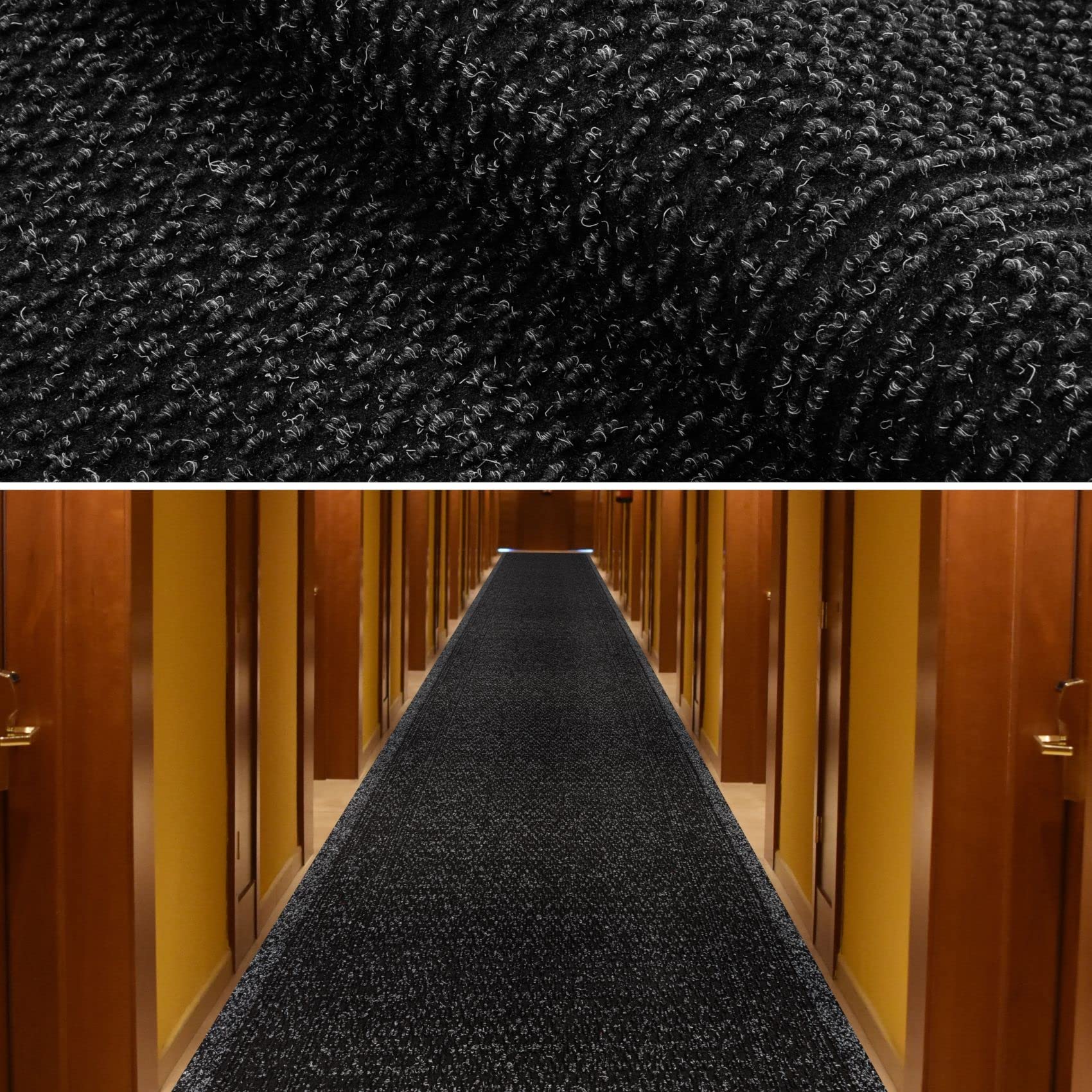 ANRO Tapis de couloir, paillasson, anti-salissures, au mètre, noir, 240 x 80 cm