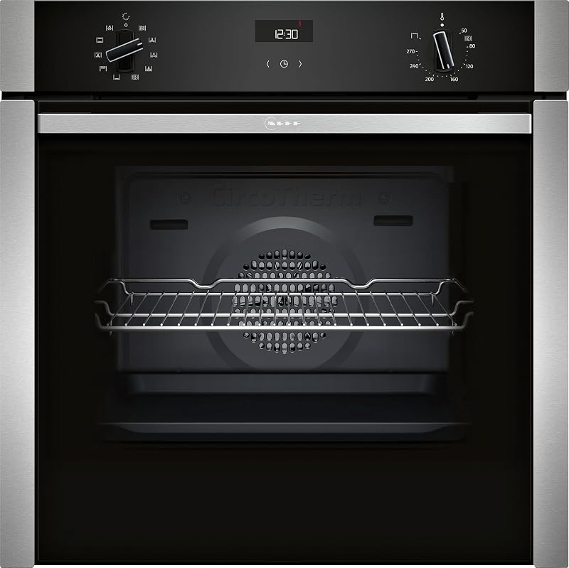 NEFF, N50, B3ACE4AN3B, 60cm Built-in Single Oven features Hide®, Eco Clean with Easy Clean, CircoTherm, Energy Efficiency Class A+ and LCD-Display in Stainless steel