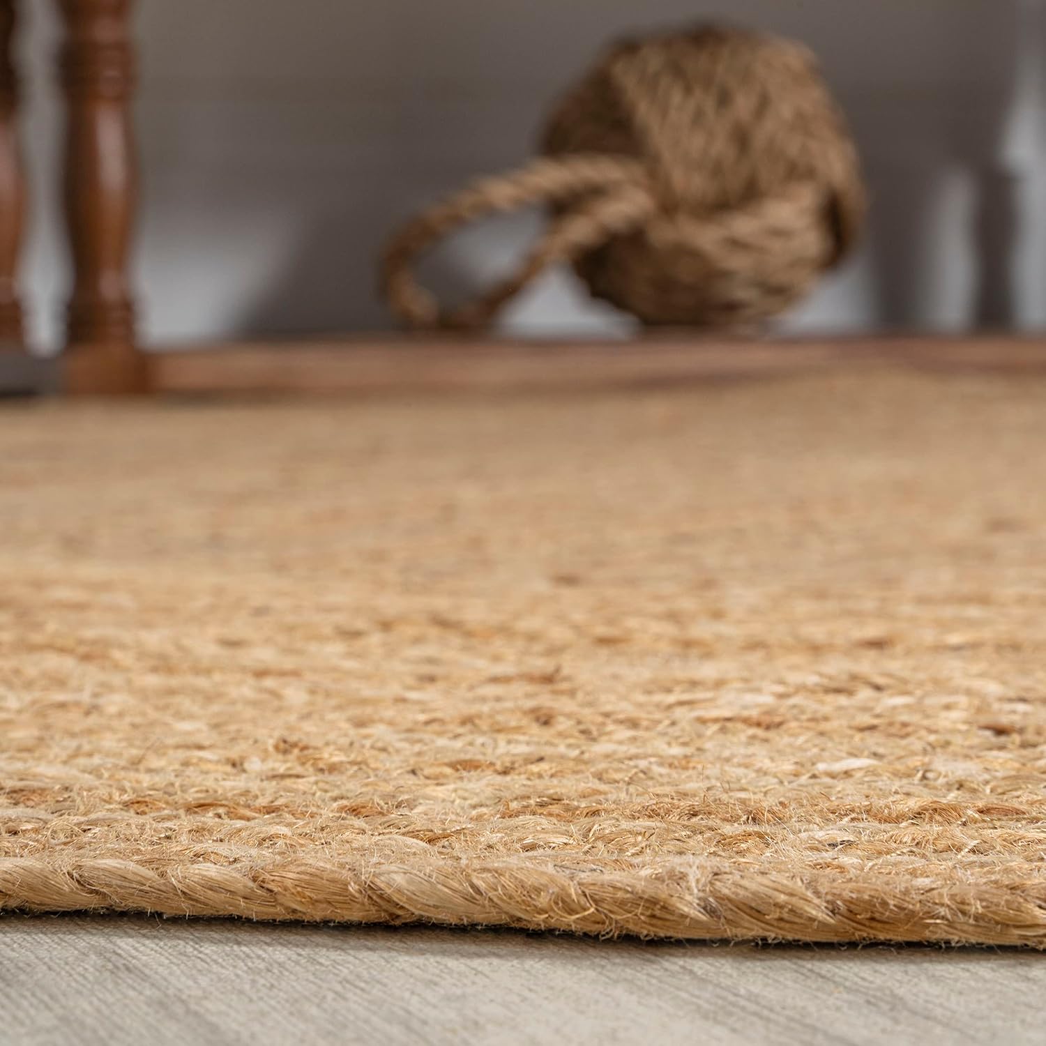 JONATHAN Y Harmony Boho Jute Circle Natural 5' Round Indoor Area Rug, Cottage, French Country, Easy-Cleaning for Living Room, Bedroom, Kitchen, Pet Friendly, Non-Shedding (RNF110A-5R)