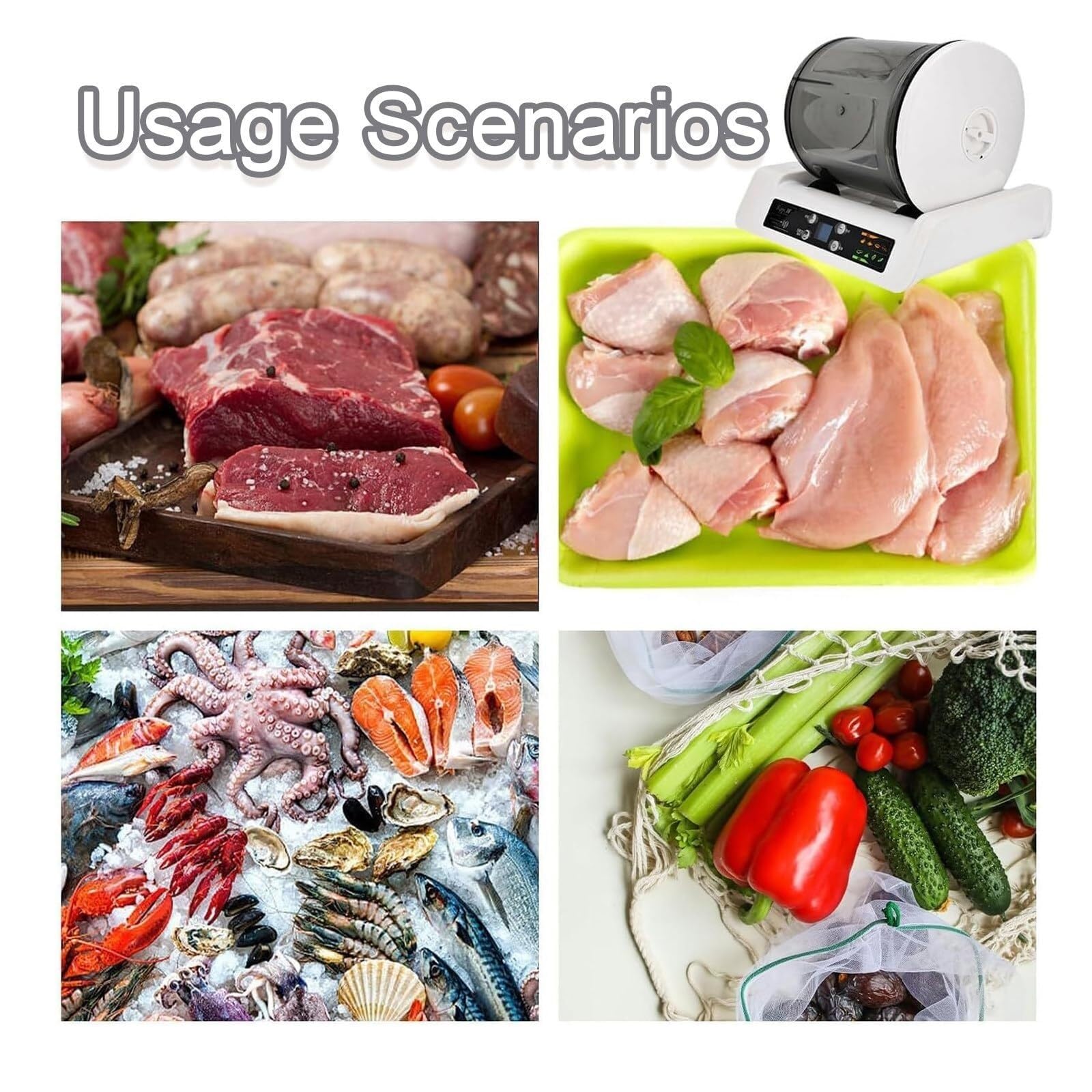 Marynator do mięsa i warzyw, maszyna do marynaty próżniowej z funkcją pomiaru czasu i wyświetlaczem LCD