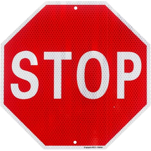 Enjoyist Large Stop Sign 24"x 24" 40 Mil Rust Free Aluminum, Engineer Grade Reflective Sheeting, UV Protected and Weatherproof