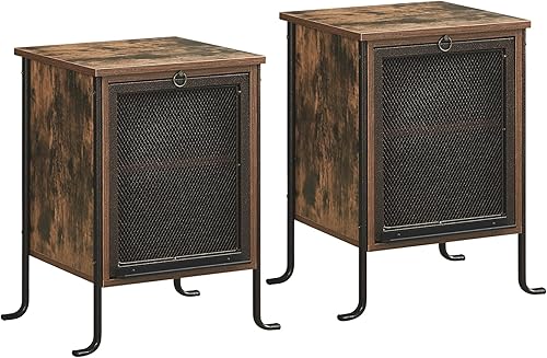 Miniatura 14 de VECELO Juego de 2 mesitas de noche, mesa auxiliar cuadrada moderna, mesitas de noche con cajón y estante de almacenamiento para dormitorio, sala de