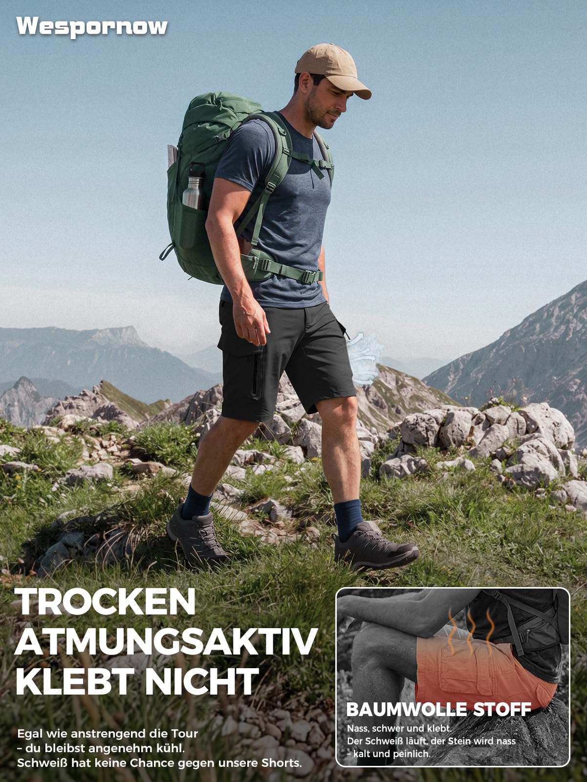 Wespornow Pantalones de Trabajo para Hombres Bermudas Pantalones de Trabajo para Hombres Pantalones de Senderismo Chino Pantalones de Bicicleta de montaña elástica