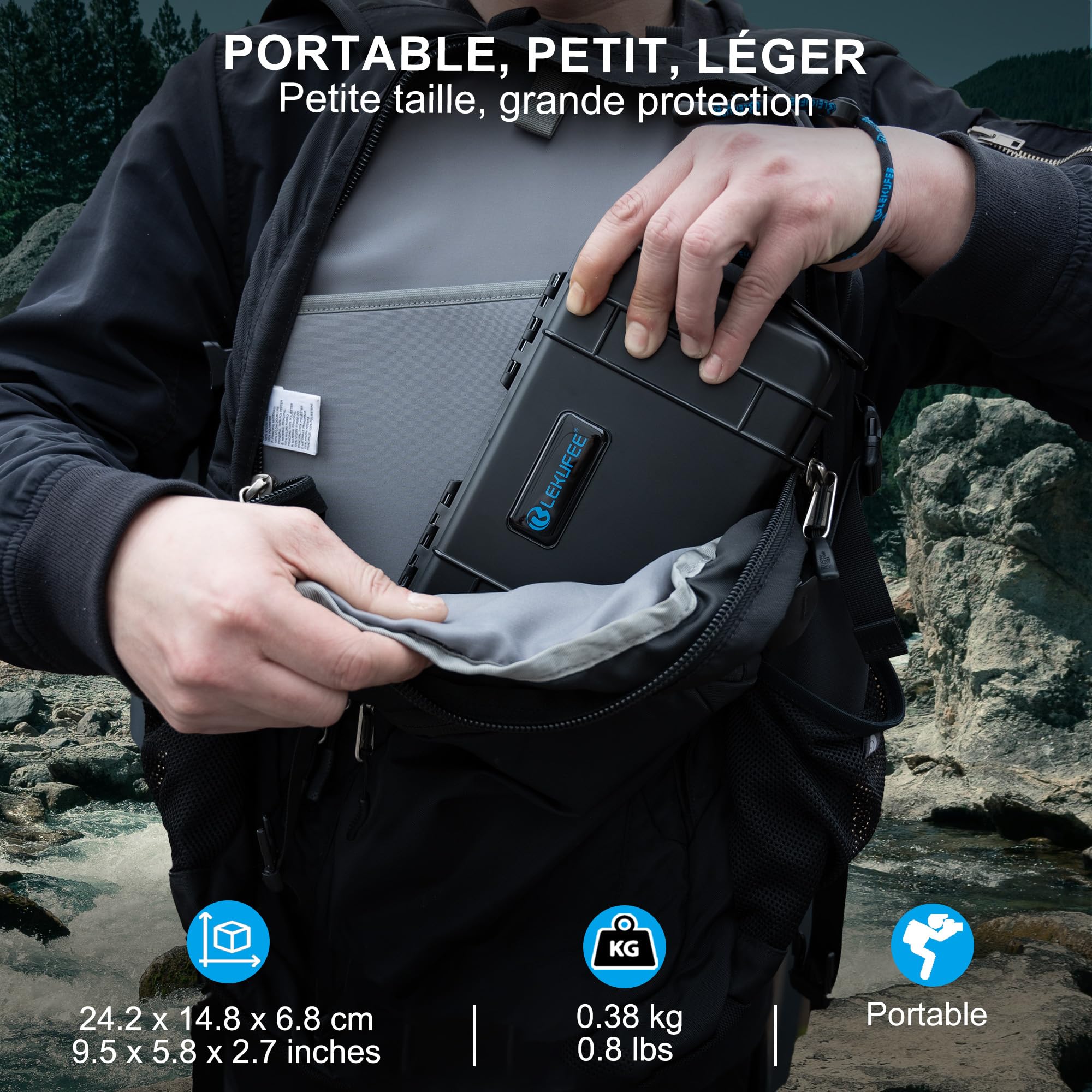 LEKUFEE Étui Rigide étanche de Voyage pour Insta360 Flow 2 Pro, AI Tracker, Spotlight et Autres Accessoires (Uniquement l'étui)