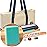 Yellow Mountain Imports American Mahjong Set, Harbor Mint with Beige and Blue Canvas Tote Bag - 4 All-in-One Racks with Pushers, Wright Patterson Scoring Coins, Dice, & Wind Indicator