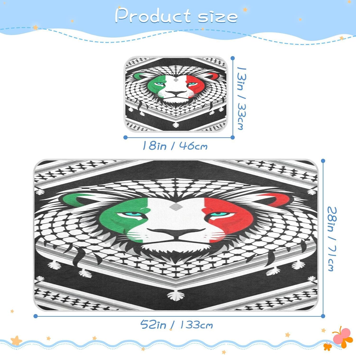 Cooling Baby Mattress Pee Training 28" x 52" Reusable Lion Free Palestine Free Bed Pads for Adults for Kids, Adult