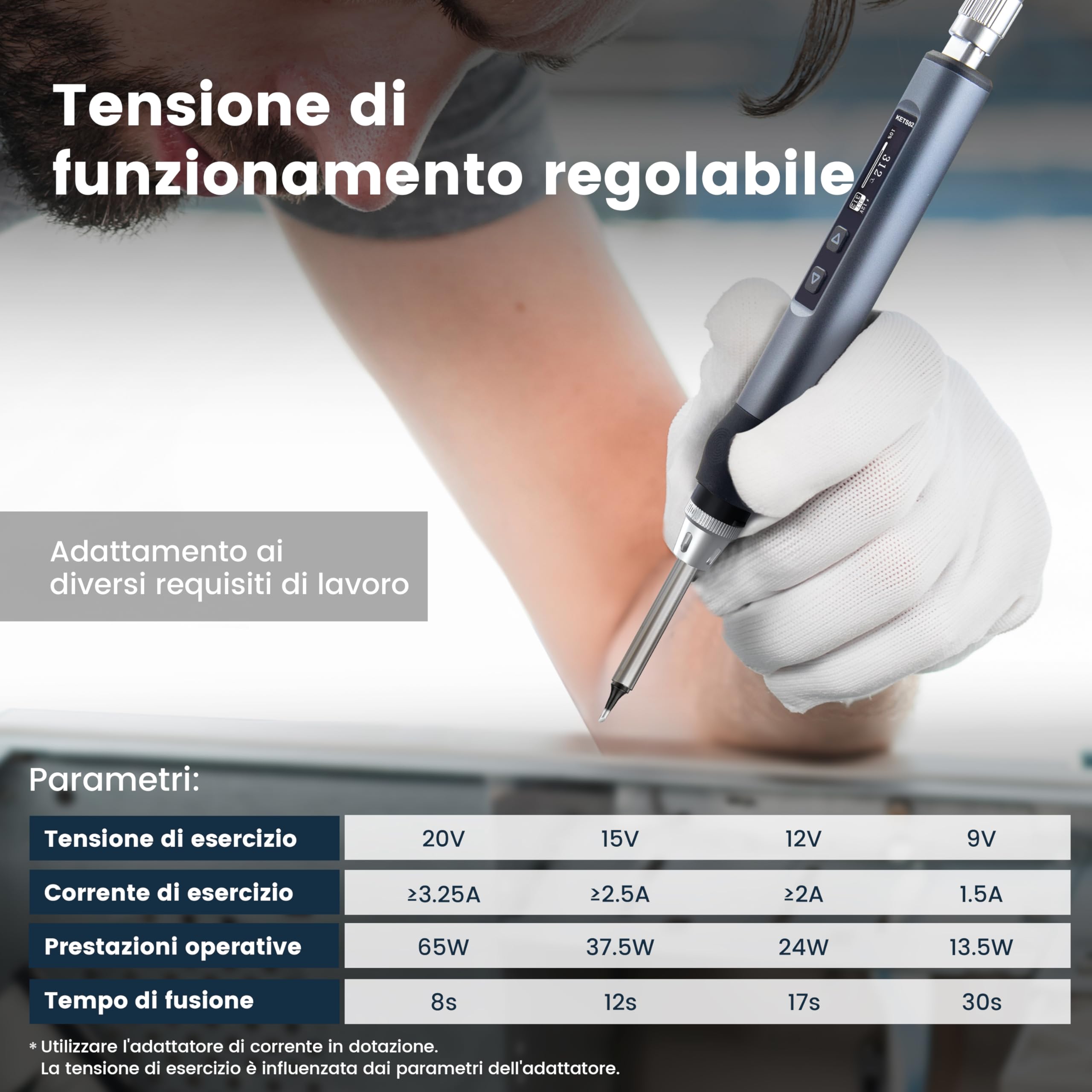KAIWEETS Saldatura a Stagno Kit, Saldatore Smart con Display Digitale Riscaldamento Rapido 80℃-420℃ Controllo Accurato Della Temperatura Tensione Regolabile con PD GaN Caricabatterie e 6 Punte