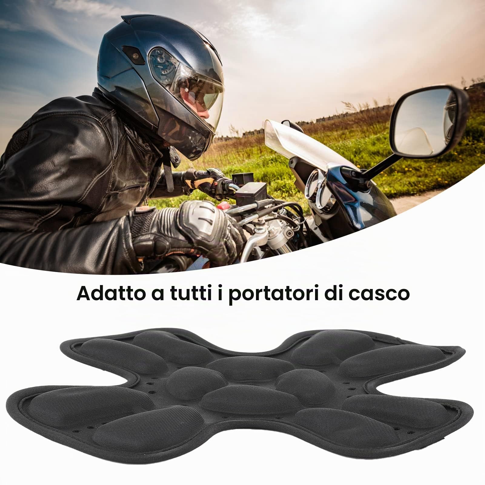 Imbottitura per Casco Moto, Set di Imbottiture per Casco Universale Protezione per la Testa a 360° Assorbimento degli Urti con Tasca D'aria 3D (A)