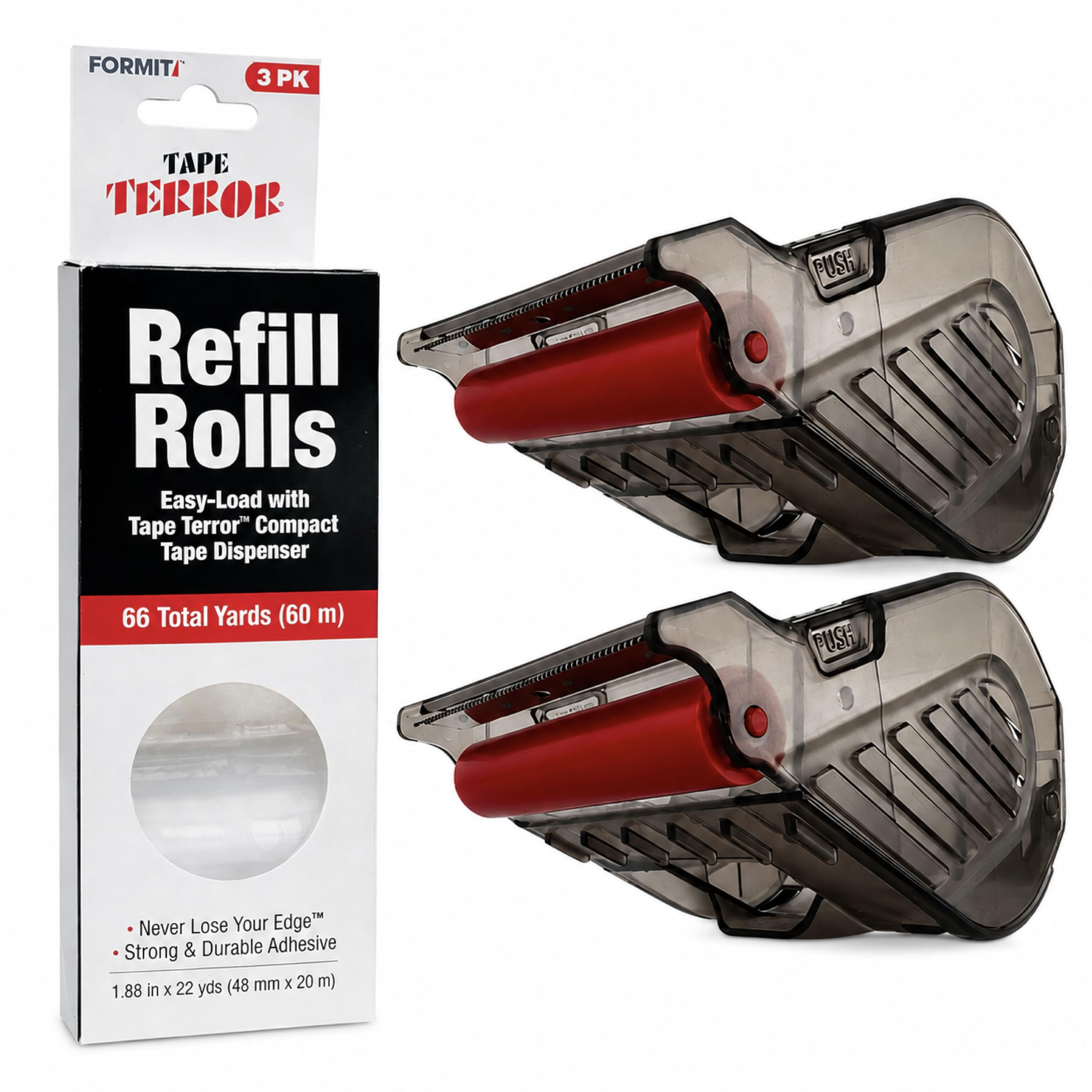 Formit Tape Terror Mini - 2 dispenser per nastro con rotolo di nastro da 20 m + 3 ricariche