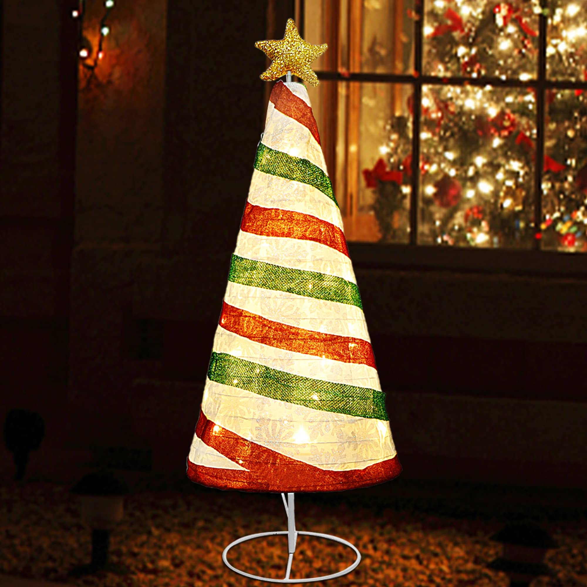 Buy Lulu Home 35 Inch Collapsible Christmas Tree Decoration, 48 LED Prelit Fabric Christmas