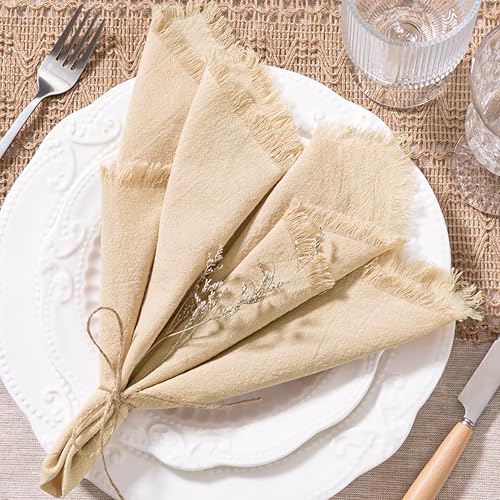 Miniatura 8 de Socomi Servilletas de tela hechas a mano de algodón y lino con flecos, estilo bohemio, para otoño, Acción de Gracias, Navidad, decoración de boda