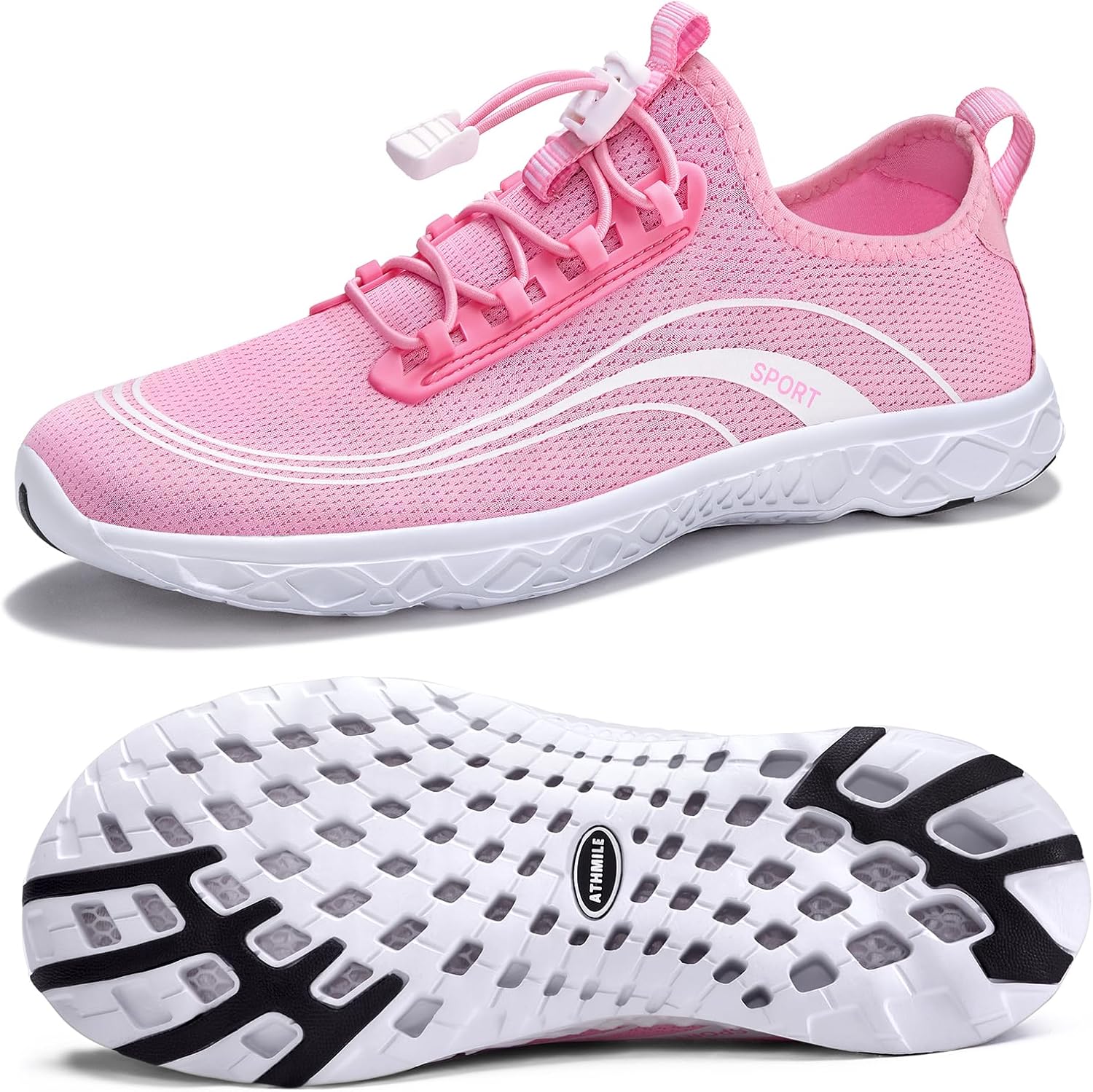 ATHMILE Water Shoes for Women Barefoot Hiking Pool River Lake Shoes for Beach Swim Camping Quick Dry Lightweight Breathable Adult Aqua Socks