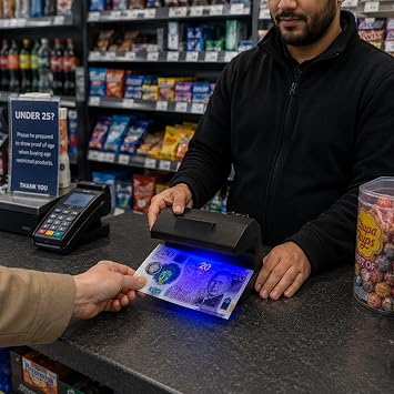 Counterfeit Notes Money Detector - UV LED Light Fake Note Detector for All Businesses - Note Checker Easily Spots Fake Money Notes - Fraud Prevention Money Checker to Test ID - British Brand