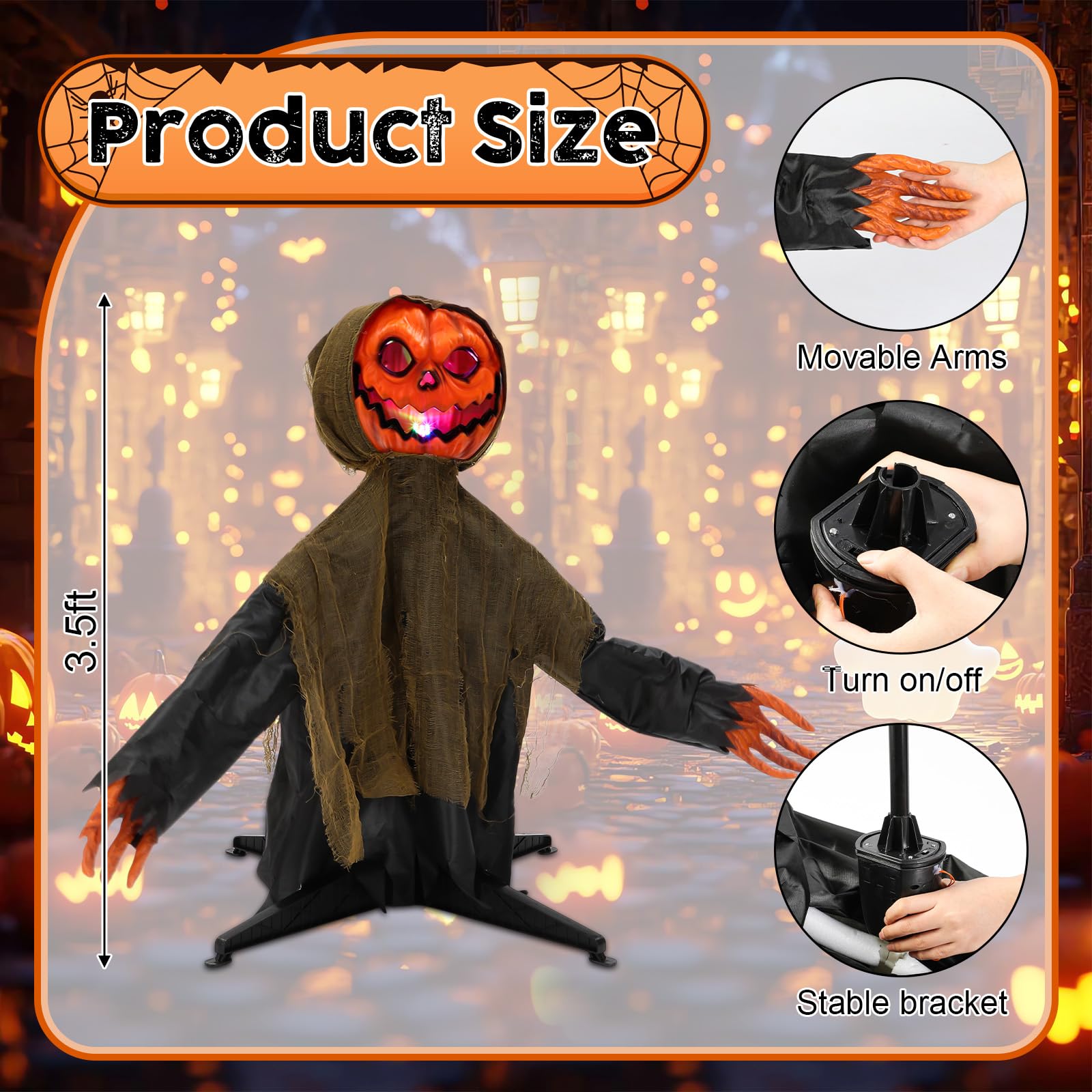 Amazon.com: AceOrbit 1 Pcs 3.5 ft Halloween Animatronics Pumpkin