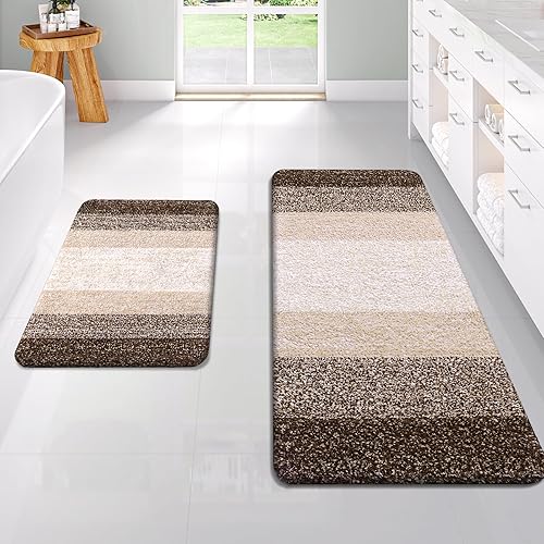 Miniatura 238 de OLANLY Juego de 2 alfombras de baño de 2 piezas, alfombras de baño de microfibra suave y absorbente y alfombra de inodoro con contorno