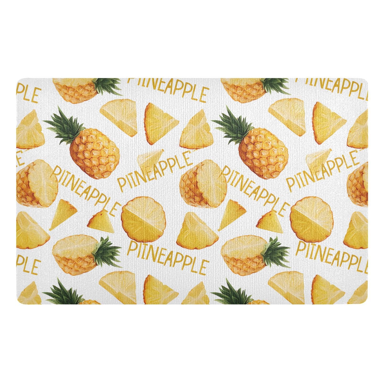 Paillasson d'intérieur jaune 50x80cm absorbant et antidérapant avec motif ananas