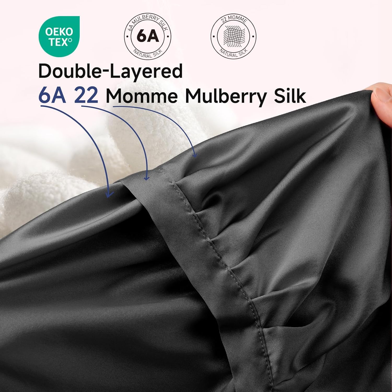 Kaome 100% Mulberry Silk Bonnet for Sleeping Women, 22 Momme Double Layer Silk Hair Wrap, Non-Slip Sleep Cap with Adjustable - Image 2