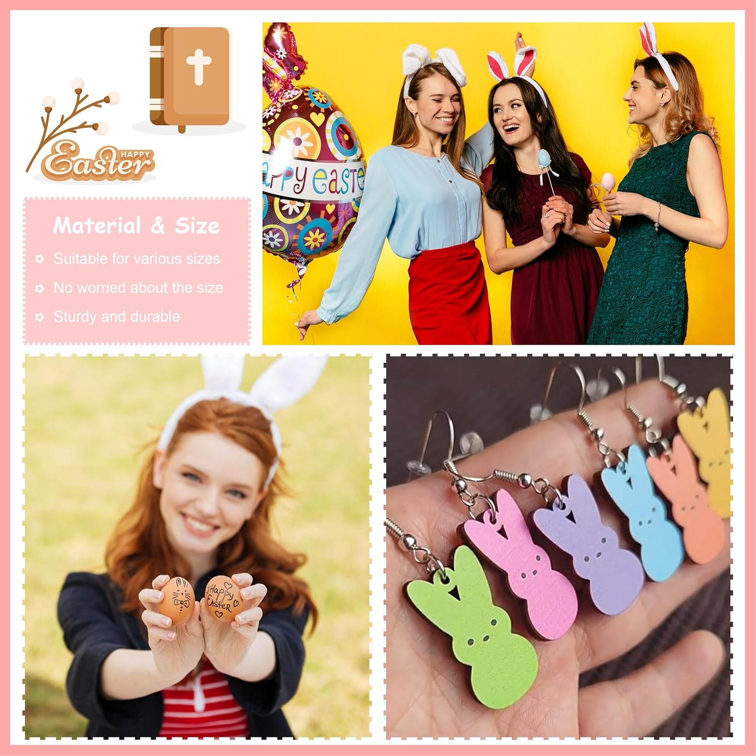 Easter Basket Essentials Stuffers Easter Bunny Dangle Earrings Spring Rabbit Egg Stud Earrings Jewelry Dresses Outfit Accessories Gifts - Image 3