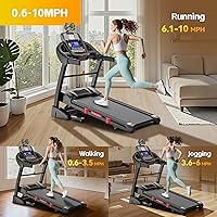 Vista 8 de Cinta de correr plegable con capacidad de 400 lbs para el hogar con inclinación del 15%, cinta de correr de 5.0 HP para hacer ejercicio, 0.6–10 MPH