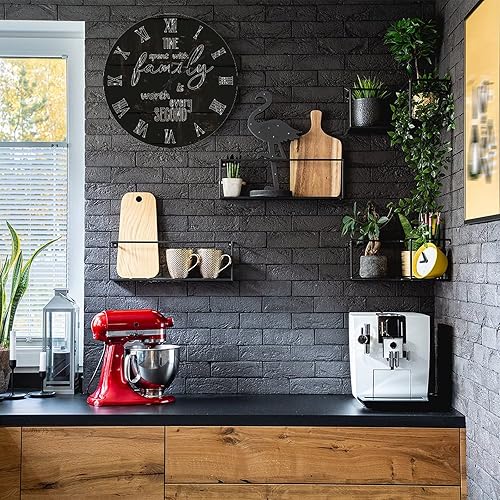 Miniatura 35 de UFunhome Reloj de pared de madera con cita familiar, el tiempo que pasa con la familia vale la pena cada segundo, reloj colgante redondo, funciona