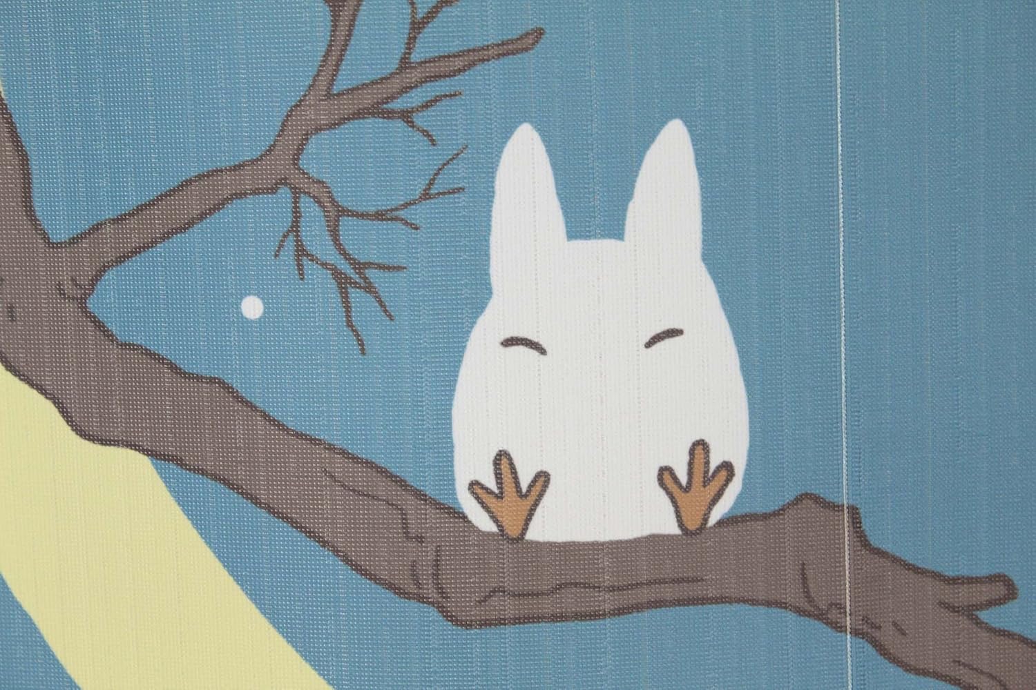 Totoro Noren Curtain Tapestry Winter Sky and Crescent Moon